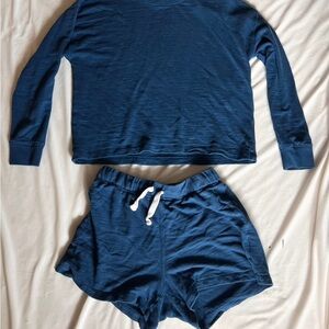 J. Crew Blue Lounge Set, top L, bottom M